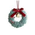 thumbnail image 2 of Colgante De Terciopelo De Una Sola Cara Adorno navideño de peluche con forma de corona, lazo de cinta y cascabeles, 12 cm (4,72"), azul claro, 1 unidad JASKFLY, 2 of 9