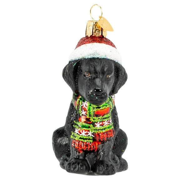 Old World Christmas Holiday Black Labrador Puppy Glass Blown Christmas Tree Ornament