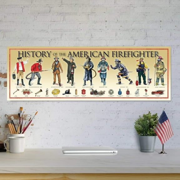 History of the American Firefighter - Unframed 11 ¾" x 36"