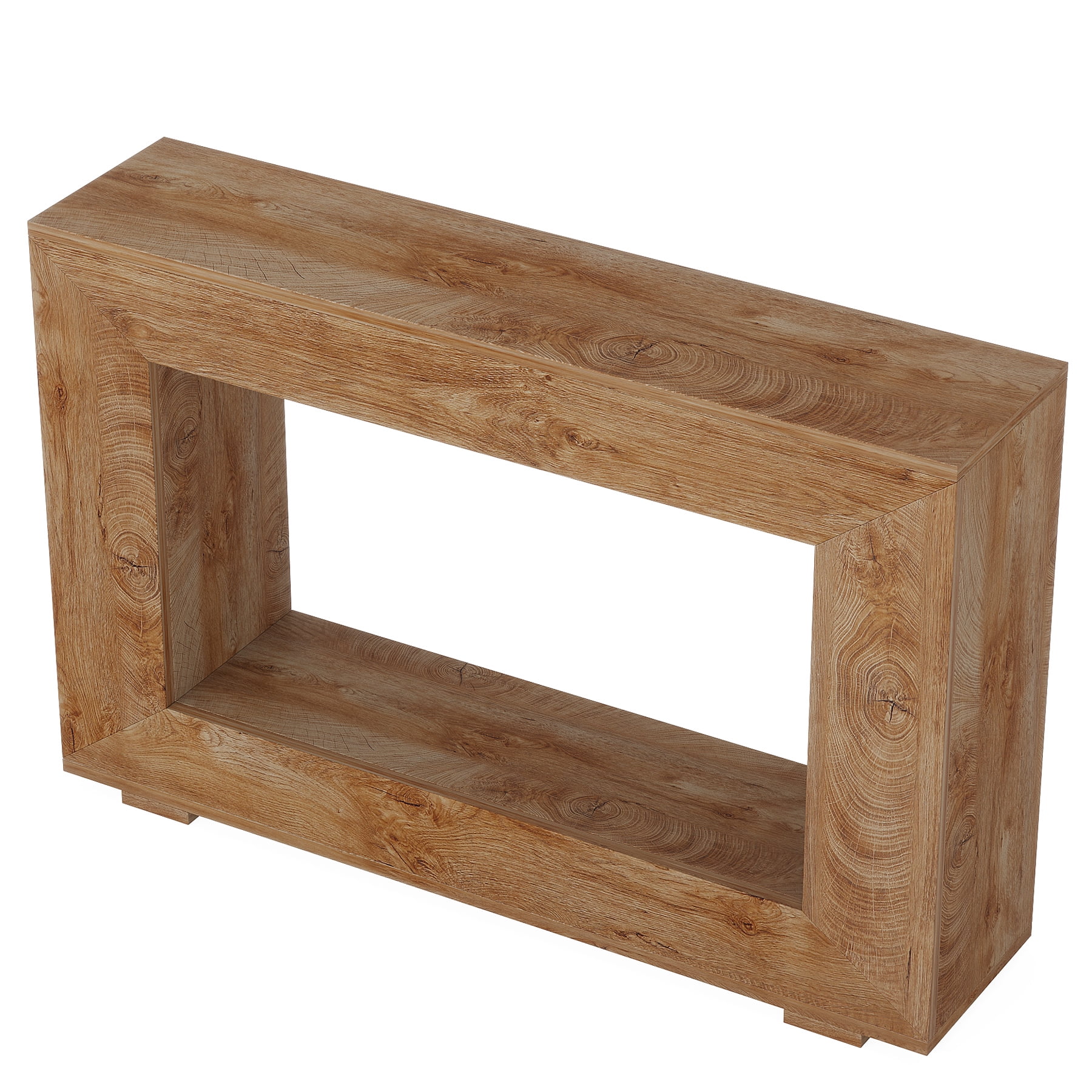 Finmind 47" Farmhouse Console Table, Industrial Entryway Console Table with Storage, Wood Accent Table for Hallway, Living Room, Entrance