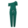 thumbnail image 6 of ZAZYULZ Pants Rompers for Women Women Off Shoulder Elastic Waist Beam Foot Jumpsuit Rompers Summer Casual Short Sleeve Loose Playsuit Pants With Pockets(Green1,Xl), 6 of 6