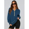 thumbnail image 3 of PRETTYGARDEN Women's Hooded Sweatshirts Long Sleeve Half Zip Cropped Hoodie Pullover Winter Fashion Clothes, 3 of 10