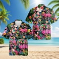 thumbnail image 2 of Netecom Pink Flamingo Hawaiian Shirt for Men Women, Flamingo Lover Gifts, Tropical Button Down Summer Beach Shirts, S-5XL, 2 of 6