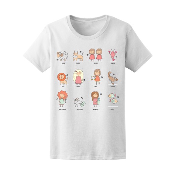 Astrology Zodiac Signs Doodle Women T-Shirt - Image by Shutterstock, Female XX-Large