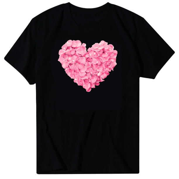 Camiseta de manga corta con cuello redondo y estampado de San Valentín para mujer Fridja gope1174