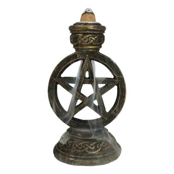 Celtic Witchcraft Wicca Sacred Pentagram Circle Backflow Incense Burner Figurine
