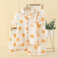 thumbnail image 2 of Pajamas For Women Set Set Short Sleeve Short Pants Pajamas Fall Home Soft Breathable Comfy 3 Piece Outfit With Print Sleepwear Loungewear Nightwear Nightclothes Homewear, 2 of 5