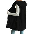 thumbnail image 3 of Womens Sherpa Vest with Hood 2025 Winter Button up Long Vest Jackets Warm Lightweight Outerwear Black M, 3 of 5