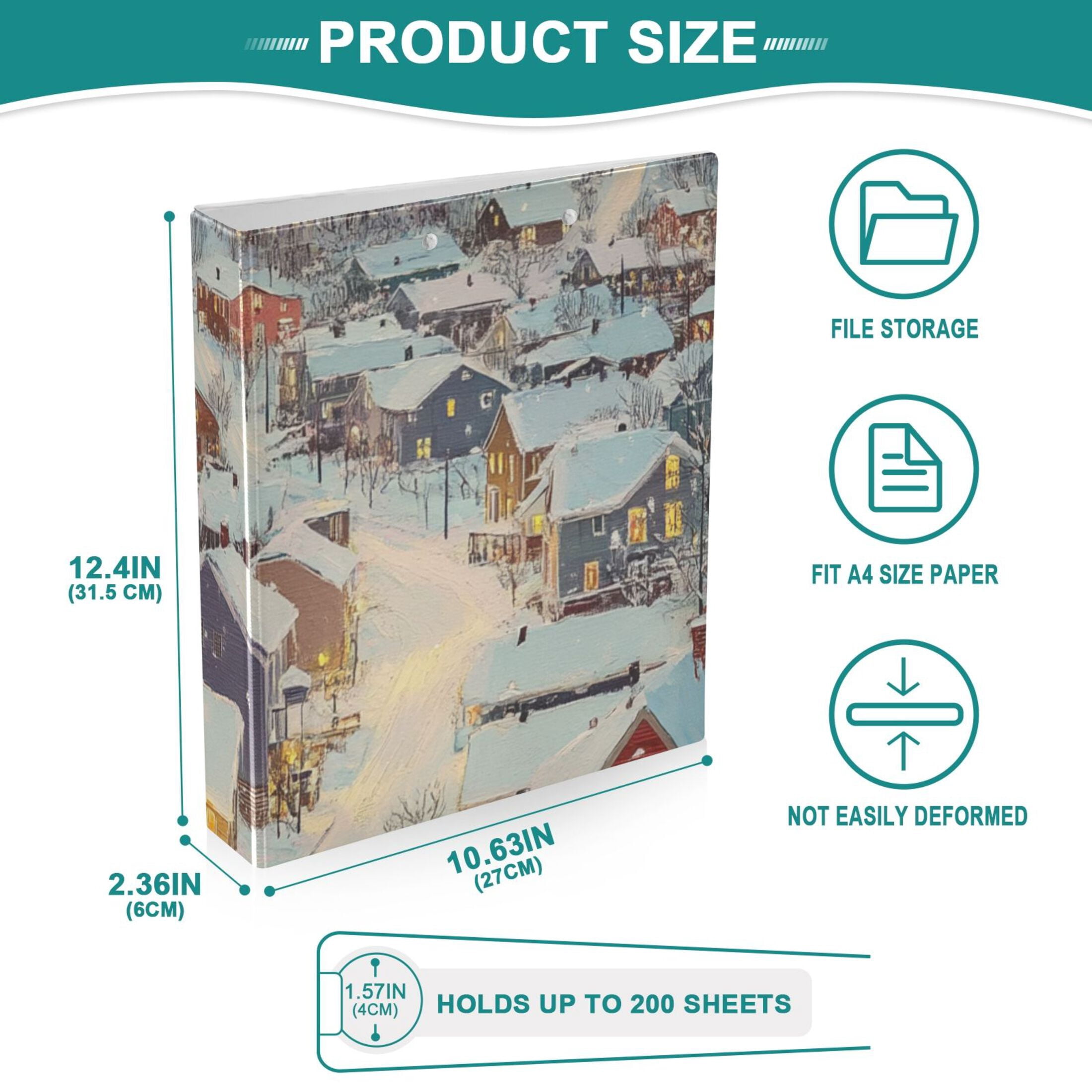 Town Houses 3 Ring Binders 1.5 inch Hardcover File Folders with Interior Pockets A4 Size Organizer for School Office Hospital Set of 2