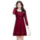 thumbnail image 5 of Vestido de estilo coreano de otoño e invierno de longitud media con encaje de diamantes de imitación que adelgaza la cintura falda ancha de fondo para madre, 5 of 5