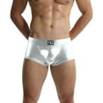 thumbnail image 2 of KHONTS Men's Shiny Liquid Metallic Underwear Bikini Swimsuit Boxer Brief Trunks Silver S, 2 of 4