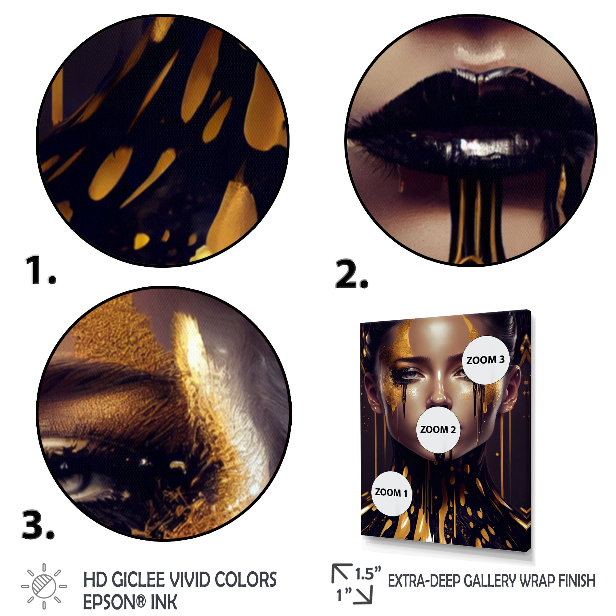 Designart Sensual Liquid Gold Woman VI Canvas Wall Art