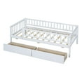 thumbnail image 2 of Bellemave Twin Daybed with Storage and Fence, Wooden Twin Size Platform Bed with Rails and 2 Drawers, Low Loft Bed Frame (White), 2 of 8