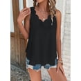 thumbnail image 4 of QSAWXQZ Women's Eyelet Embroidered Tank Top Scalloped V Neck Sleeveless Solid Hollow Out Boho Casual Pullover Summer Vest 5XL, 4 of 5