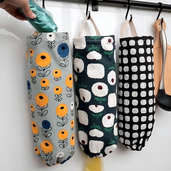 LAMIRO Plastic Bag Holder, Wall Hanging Grocery Bag Storage Dispenser, Shopping Bag Carrier Organizer, Folding Recycling Garbage Bag Holder for Trash Bags (1 PACK)