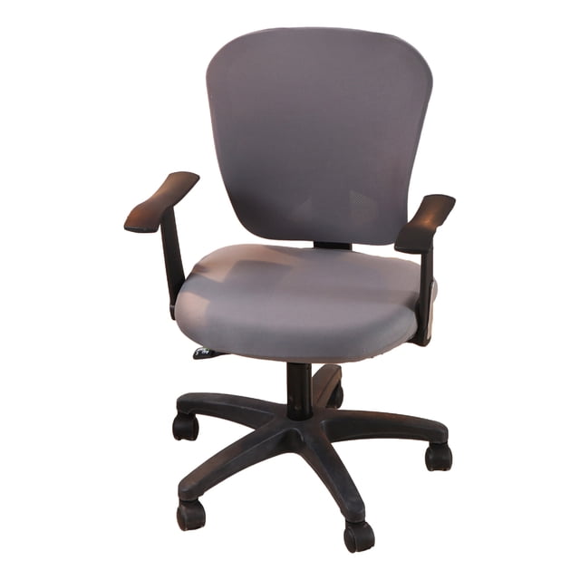 Housse Extensible pour Chaise d'Ordinateur, Housse de Chaise de Bureau, Housses de Chaise à Haute Élasticité, Housse de Chaise d'Ordinateur en Polyester, Gris 1