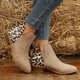thumbnail image 3 of NECHOLOGY Botas Mujer Adulto Femenino Zapatos Botines para mujer Botines de de tacón grueso con cremallera lateral puntiaguda de cuero de retazos con estampado de vintage para mujer (Khaki, 6.5), 3 of 7