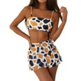 thumbnail image 4 of Traje de baño para damas Falda de tres piezas dividida para mujer Bikini con patrón de vaca con cordones OAVQHLG3B Store  lin121212, 4 of 4