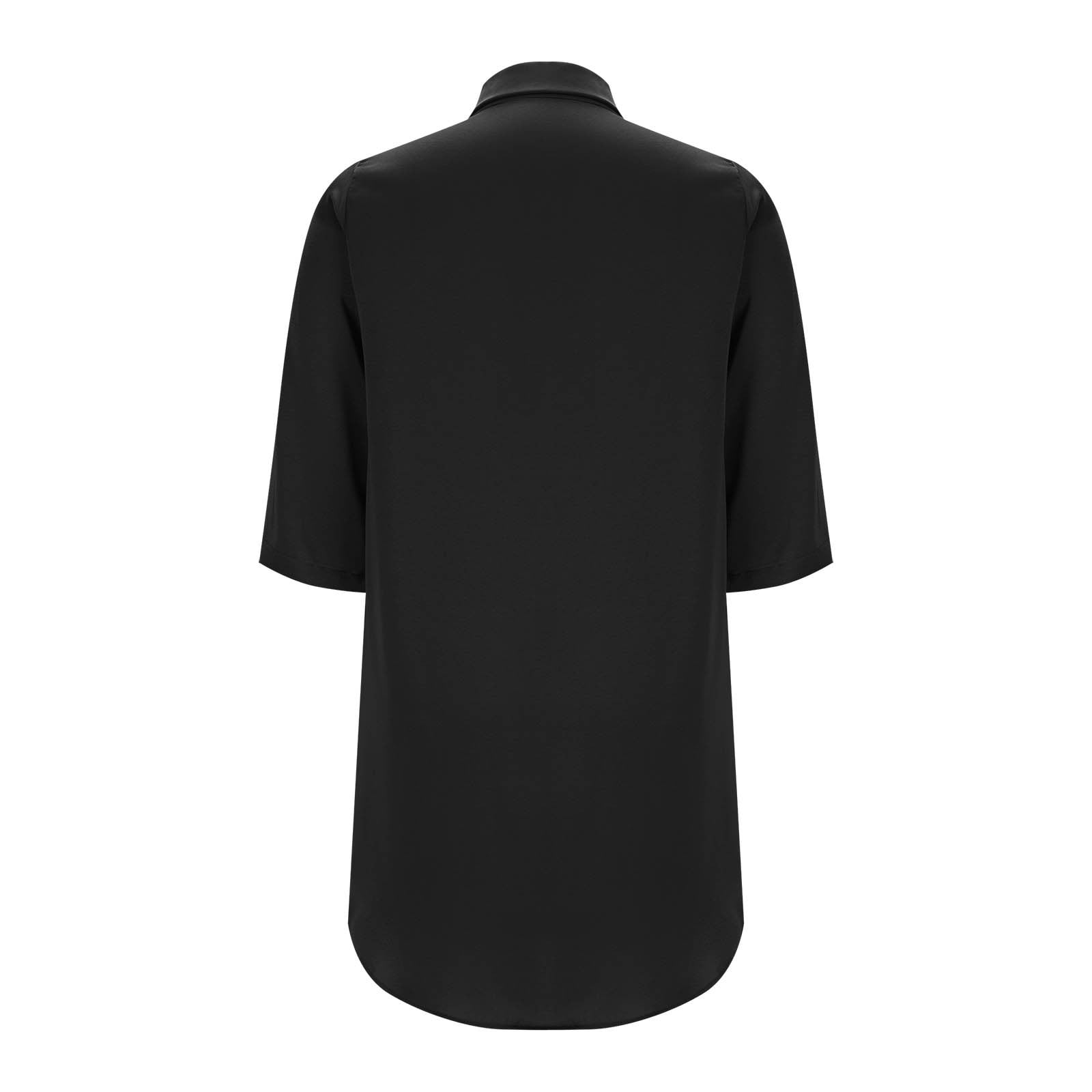 JGGSPWM Women's Casual Button Down Maxi Shirt Dress 3/4 Sleeve Solid Turn Down Collar Shirt Tunic Long Dress Black L