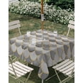 thumbnail image 3 of Square Outdoor Tablecloth with Umbrella Hole Grey Fish Scale Outside Table Cloth Waterproof Patio Table Cover Modern Geometric Gold Abstract Moroccan Zipper Tablecloths for Picnic Camping 54x54 Inch, 3 of 8