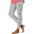 thumbnail image 3 of lcziwo St Patricks Day Leggings for Women Casual Stretchy High Waisted Yoga Pants Fashion Shamrock Print Running Leggings Full Length Tight Trousers Gray XXL, 3 of 5