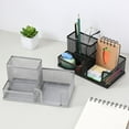 thumbnail image 2 of Mesh Desk Organizer - 3 Grid Metal Iron Pen Holder Office Stationery Storag GXJ, 2 of 8