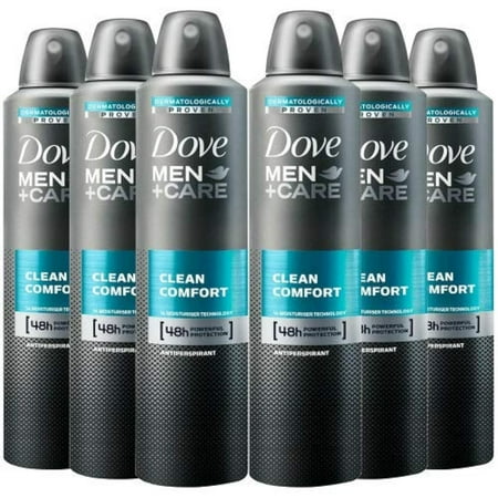 Dove Men + Care Clean Comfort Spray, Body Spray Antiperspirant, 250 ML / 8.45 Ounce (Pack of 6)