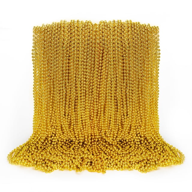 Collar de cuentas EOBOH Gold Mardi Gras, 100 unidades, para fiesta, 33 cm