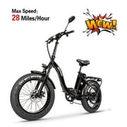 SOHOO 48V500W13AH 20" Adult Folding Step-Thru Fat Tire eBike Mountain Bicycle foldable Snow Electric Bicycle (Black)