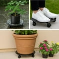 thumbnail image 6 of 4 Packs Large Metal Plant Caddy with PU Wheels 13" Heav-duty Wroght Iron Rolling Plant Stands Indoor Outdoor Wheeled Plant Dolly Planter Mover Rollers Plant Trolley Cart, Plant Saucers Included, 6 of 8