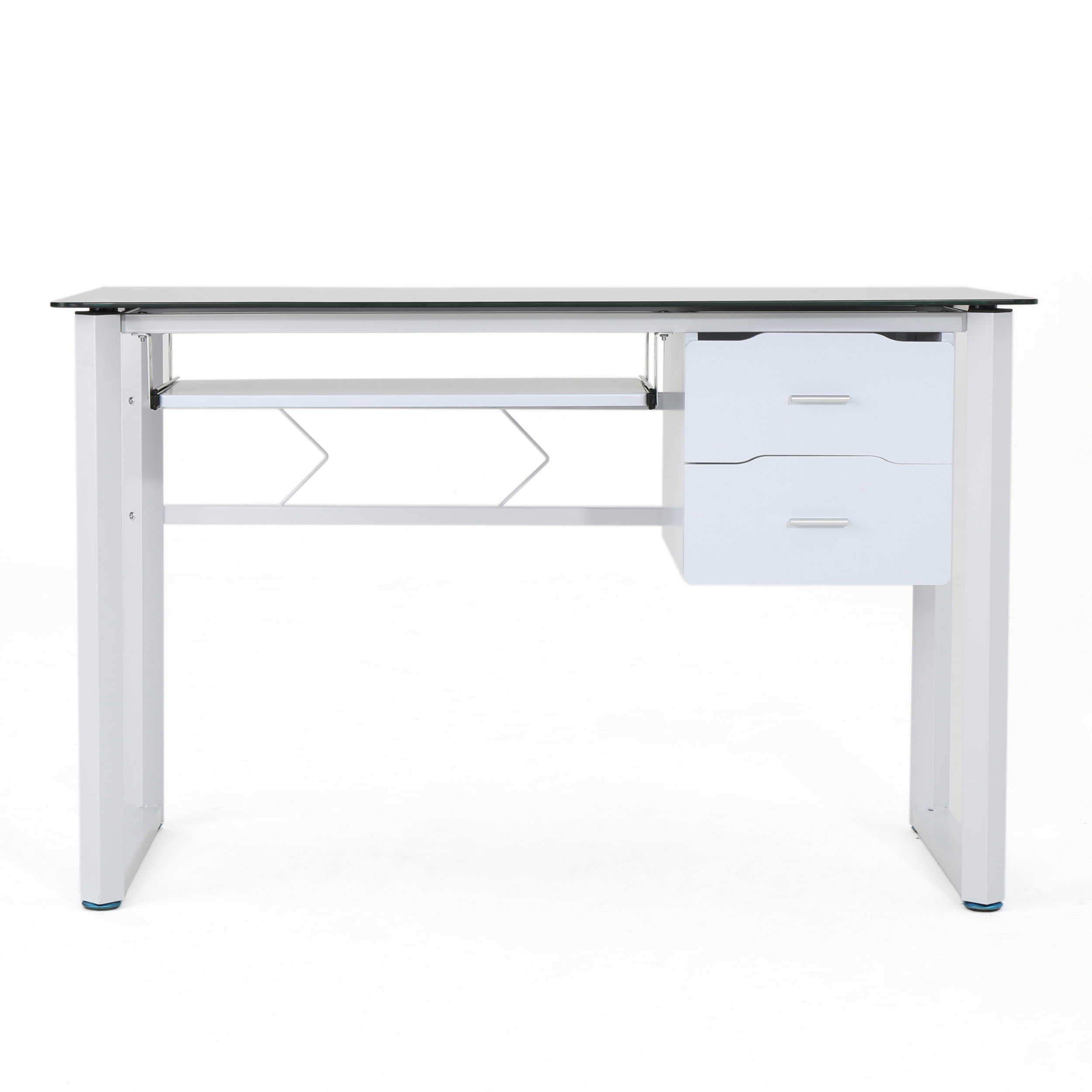 Rivendell Black Tempered Glass Computer Desk White
