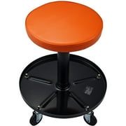KFFKFF Workshop Chair, 250 LBS Capacity Pneumatic Mobile Stool, Height Alterable 22 in-28 in Cushioned Rolling Mechanic Stool with Equipment Holder, Suitable for Garage, Workshop, Auto Maintenance