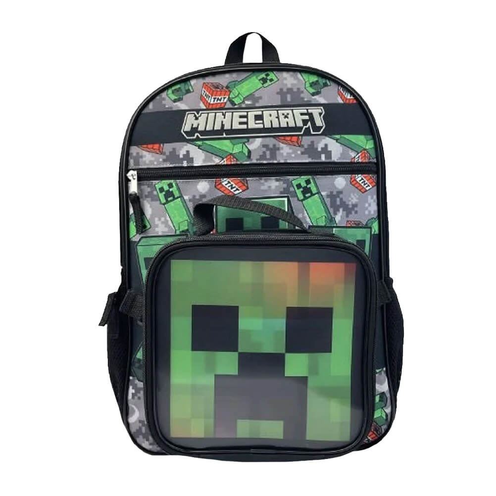 Children's Minecraft Creeper and TNT Backpack and Lunch Bag Set
