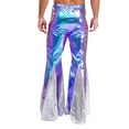thumbnail image 2 of Haitryli Men's Sparkly Sequins Flared Night Club Disco Pants for Rave Outfits Blue M, 2 of 7