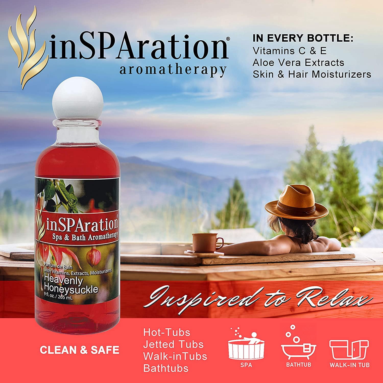 InSPAration Spa and Bath Aromatherapy, Heavenly Honeysuckle Liquid, 9 oz