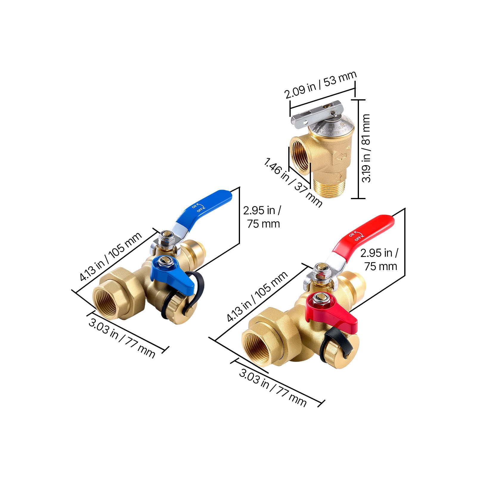 Tankless Water Heater Installation Kit Isolation Service Valve 3/4" Lead-Free Brass SUS304 for Gas Tankless Water Heaters