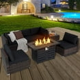 thumbnail image 4 of Gymax 7PCS Patio Rattan Furniture Set 42'' Fire Pit Table w/ Cover Cushioned Black, 4 of 10