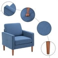 thumbnail image 6 of Linen Upholstered Accent Chair, Modern Armchair with Solid Wood Legs, Comfy Reading Arm Chair Single Sofa Chair with Solid Wood Frame for Living Room, Bedroom and Office, Navy Blue, 6 of 7