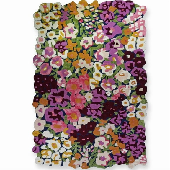 Handmade Colorful Flower Silk & Wool Area Rug – Vibrant Botanical Design, Soft Luxury Carpet | Avyay Rugs - 2.6 x 8