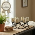 thumbnail image 3 of Seraphic Iron Round Table Decor Christmas Centerpiece Decorations Candle Holder for Weddings, Patio, Kitchen, Dining Room, and Coffee Tables, Glass Votive Tealight Holders, Black, 6 Gold Cups, 3 of 7