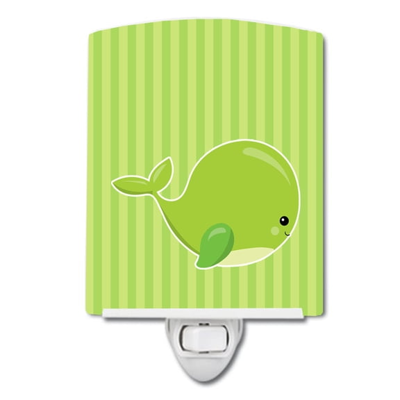 Caroline's Treasures BB8881CNL Nautical Whale Green Charlie Ceramic Night Light, 6x4x3", multicolor