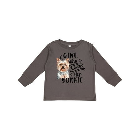 

Inktastic A Girl Who Loves Her Yorkie Gift Toddler Boy or Toddler Girl Long Sleeve T-Shirt