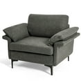 thumbnail image 1 of Costway Fauteuil d'Appoint Moderne en Tissu de Lin, Canapé Simple Rembourré avec Pieds en Métal Gris, 1 of 9