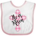 thumbnail image 3 of Inktastic He is Risen Pink Plaid Cross Boys or Girls Baby Bib, 3 of 4