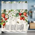 thumbnail image 6 of No Hook Shower Curtain with Snap in Liner, Watercolor Rustic Strawberry Flower Bee Waterproof Bath Curtain Double Layers with See Through Top Window, Farmhouse Landscape Hotel Shower Curtains 72x72in, 6 of 9