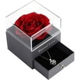 thumbnail image 3 of Mothers Day Gift Preserved Real Red Rose with Silver-Tone Heart Necklace I Love You Gift Set, Enchanted Real Rose Flower for Valentine's Day Anniversary Wedding Romantic Gifts for her (Red Rose), 3 of 8