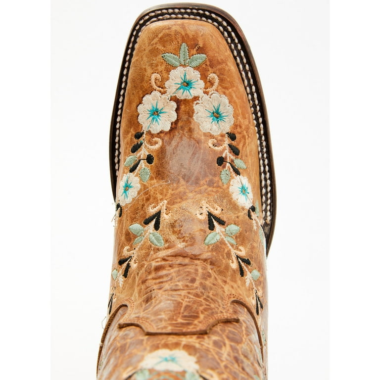 Corral Boots Womens Distressed Glow In The Dark Floral Embroidered
