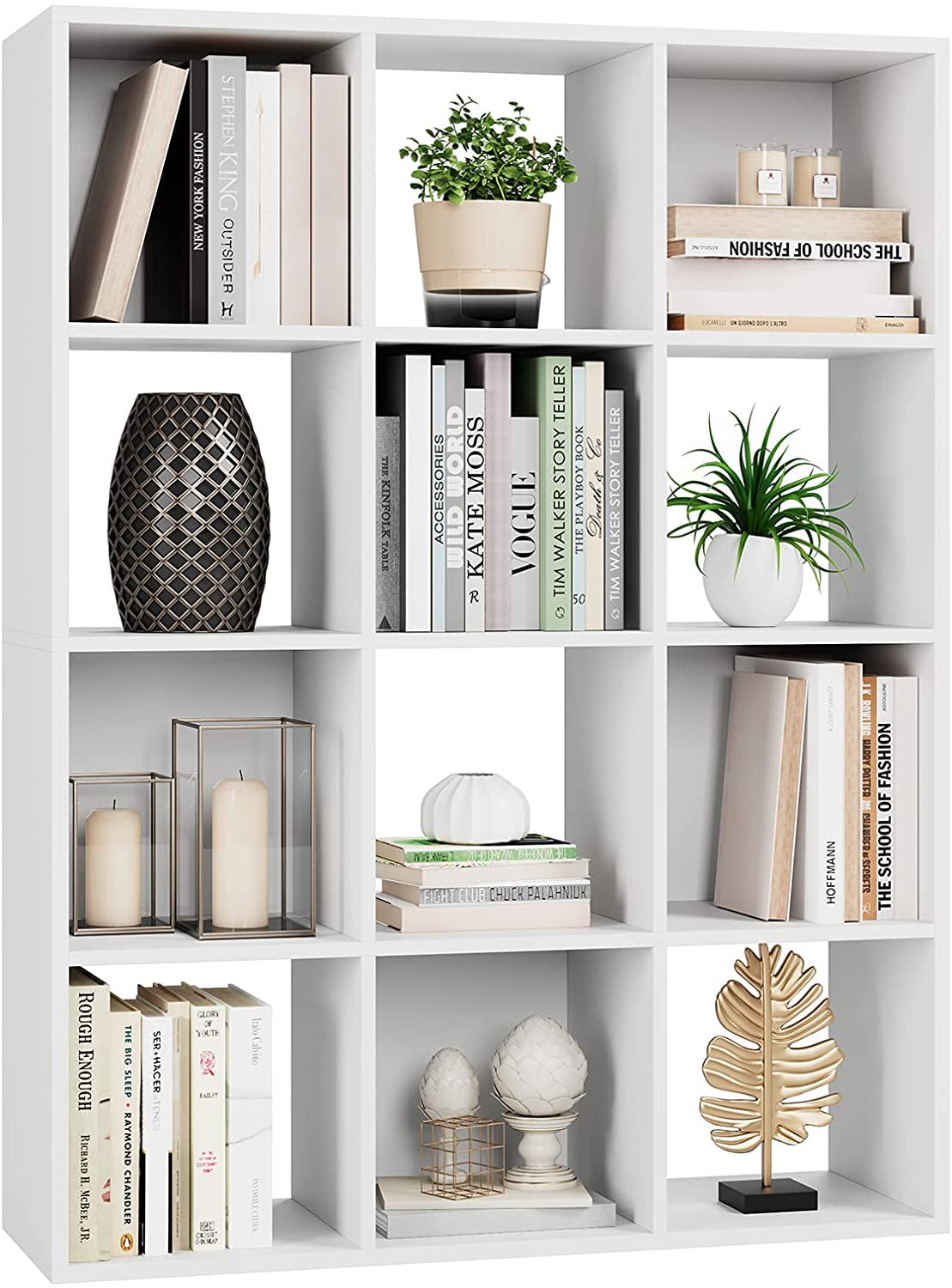 White 12 Cube Bookcase Storage Organizer Wooden Home Office Shelving Bookshelf 