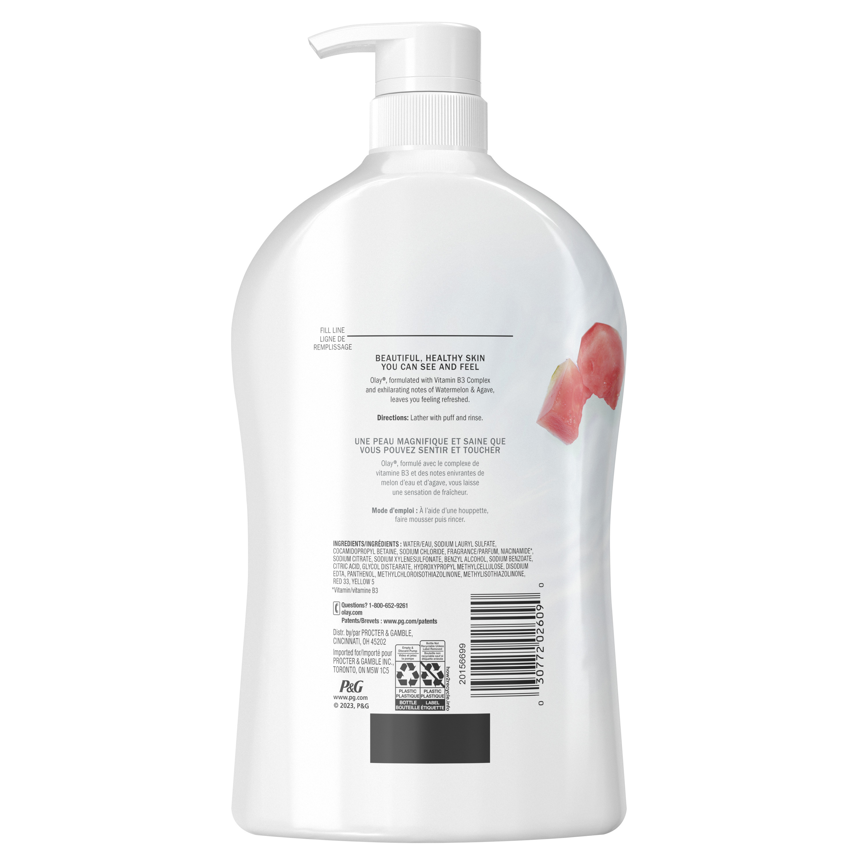 Olay Fresh Outlast Women's Body Wash, Watermelon & Agave, Pump, 33 fl oz