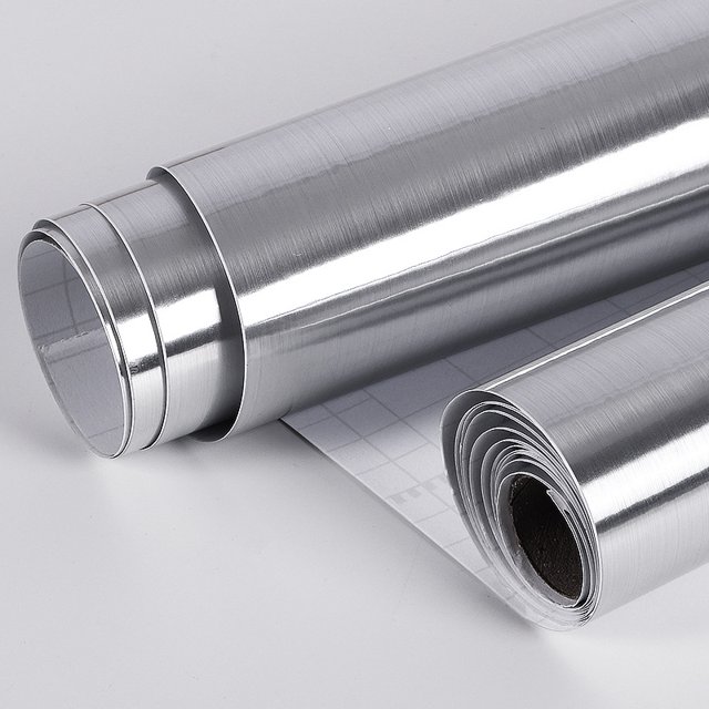Rollo de vinilo adhesivo de aluminio resistente al aceite para muebles, extraíble, 40 cm x 300 cm JAMW Sencillez